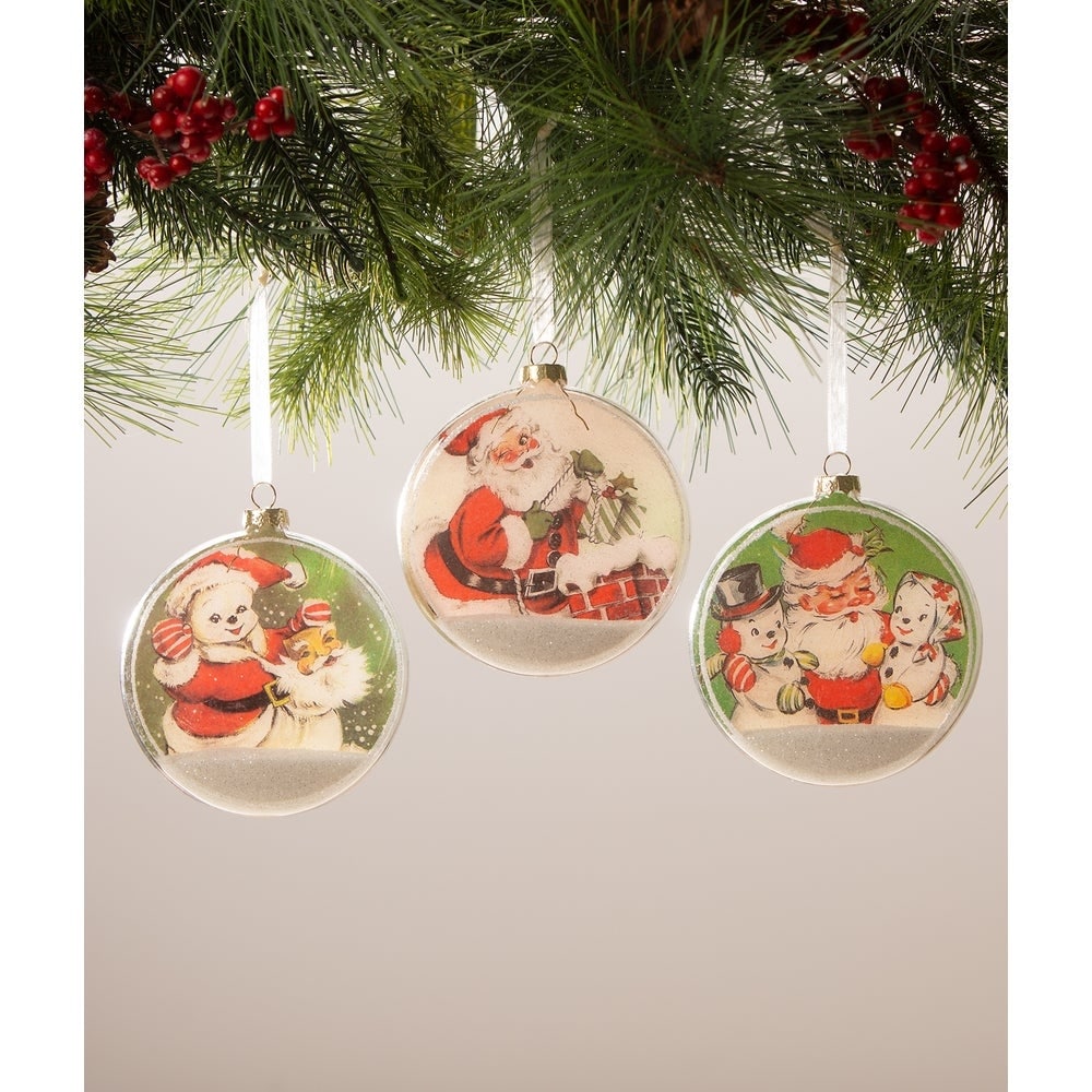 Santa with Snowmen Disk Ornament by Bethany Lowe Designs