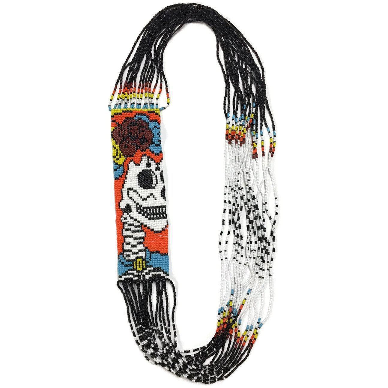 Sugar Skull Seed Bead Necklace - Guatemala