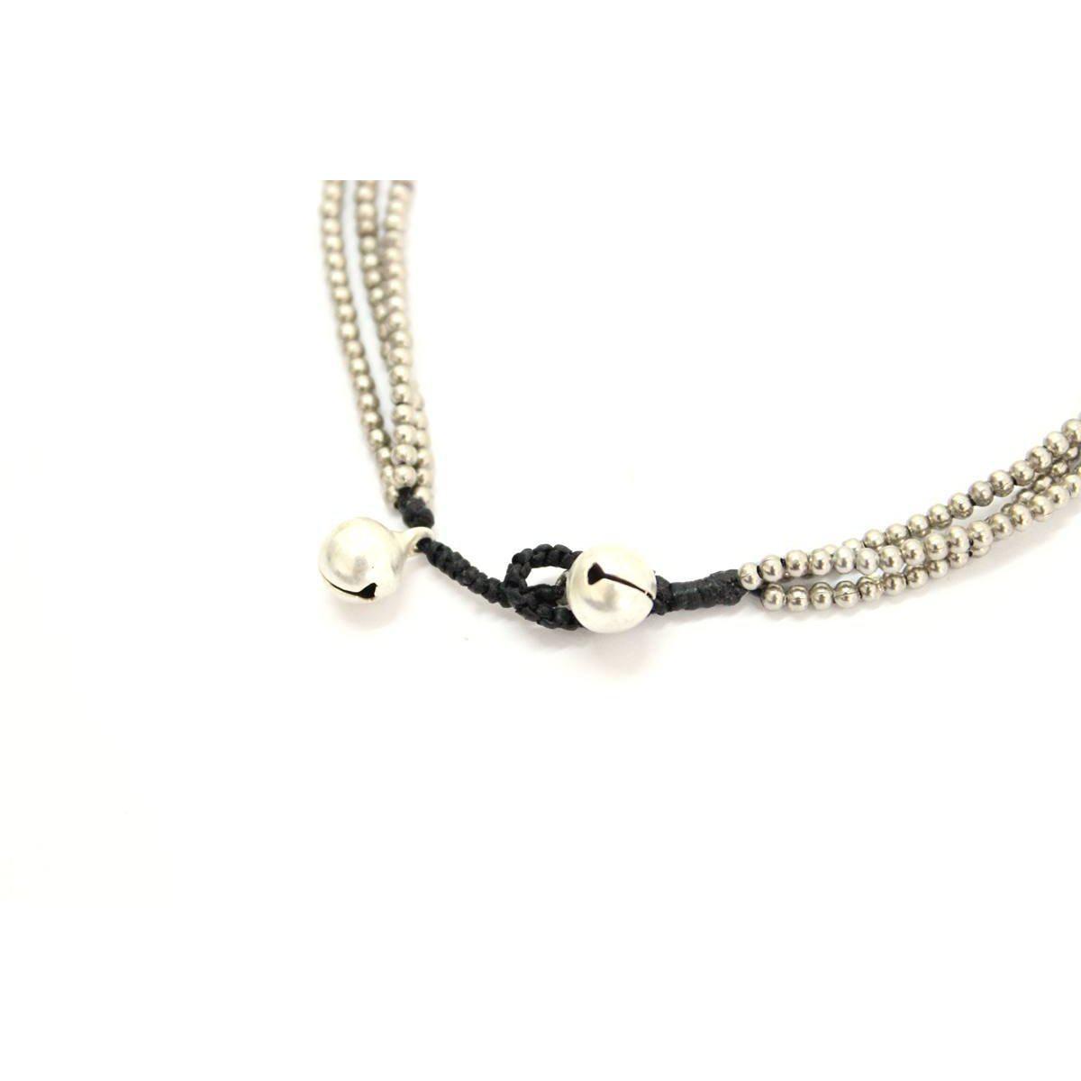 Triple Silver Beads Adjustable Anklet - Thailand