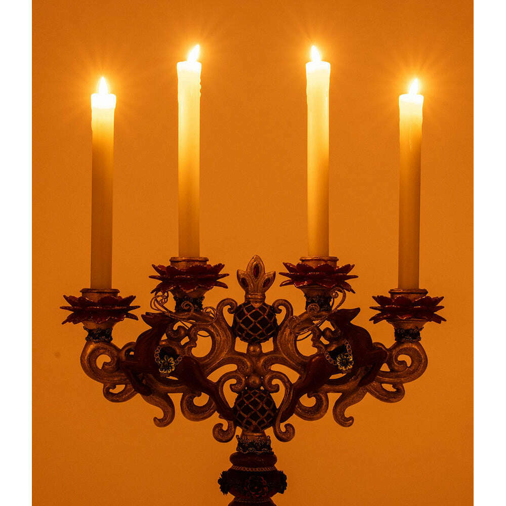 Winter Balsam and Berry Candelabra with Deer | Christmas Decor | Katherine's Collection