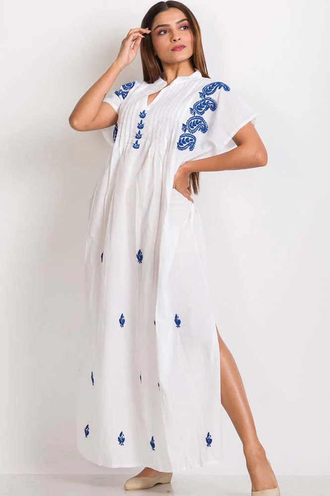 Saguna Blue Embroidered Caftan - Osadia Concept Store