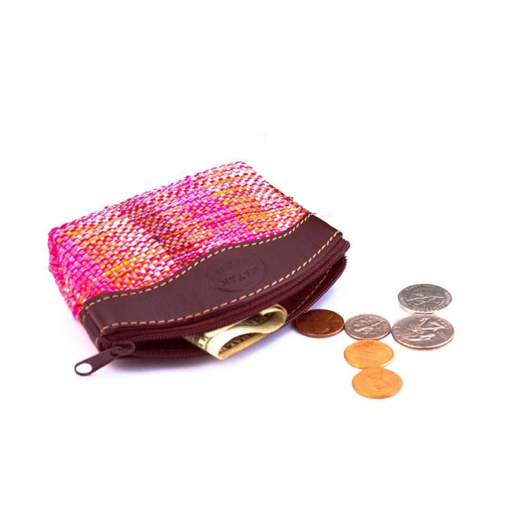 COIN PURSE WITH LEATHER TRIM - Osadia Concept Store