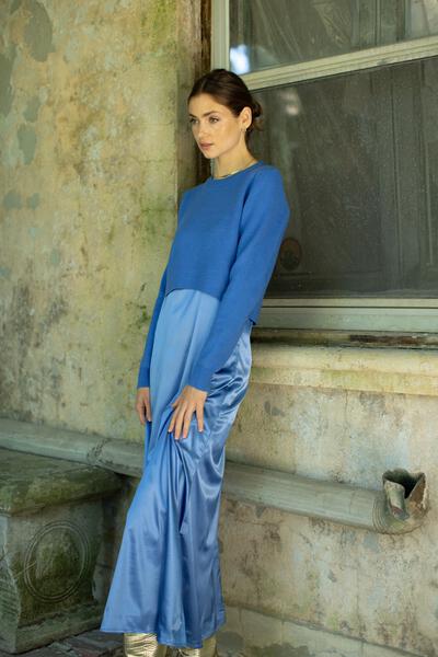 Crop Sweater - Azure