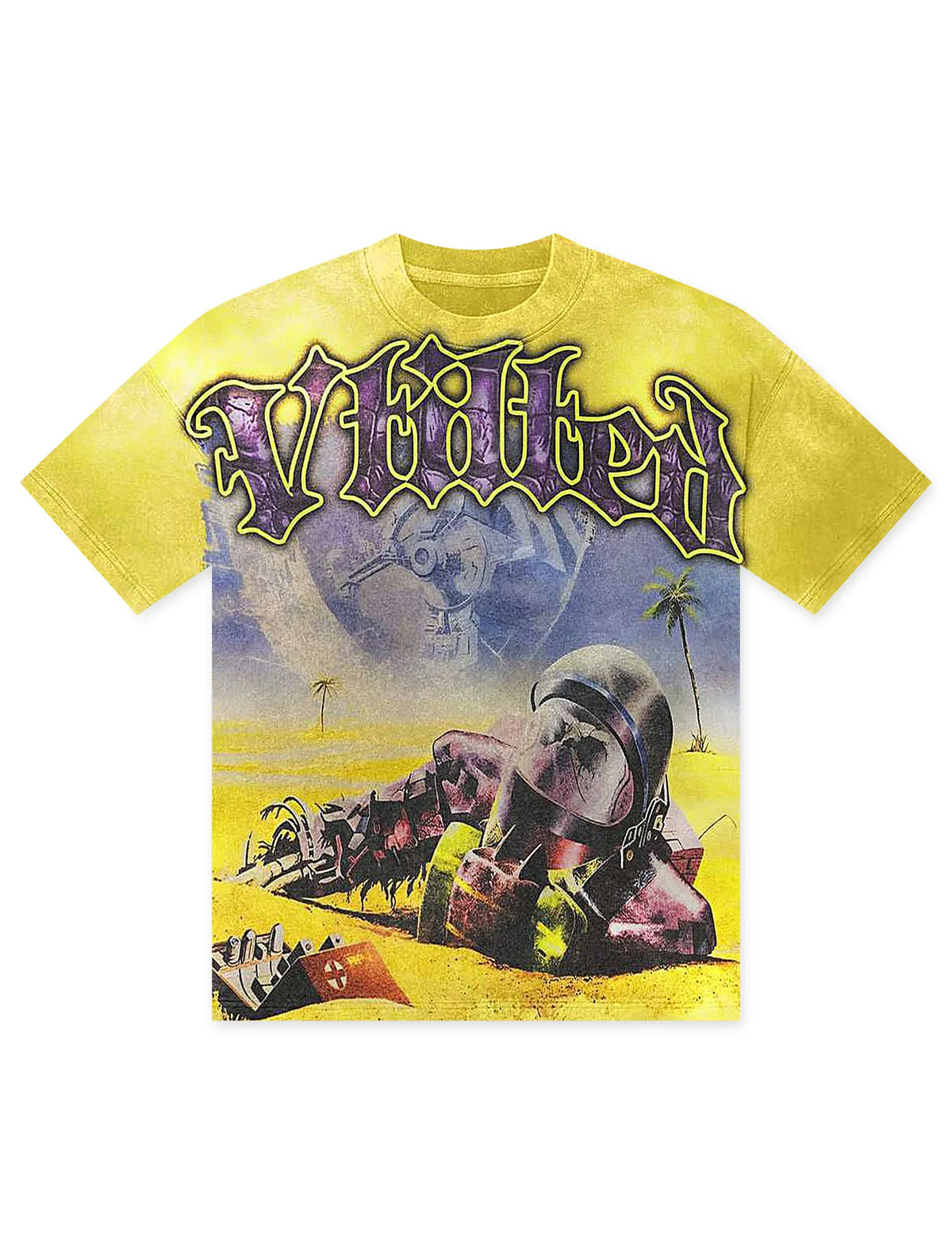 Vtilted Left Alone Tee - Yellow Wash