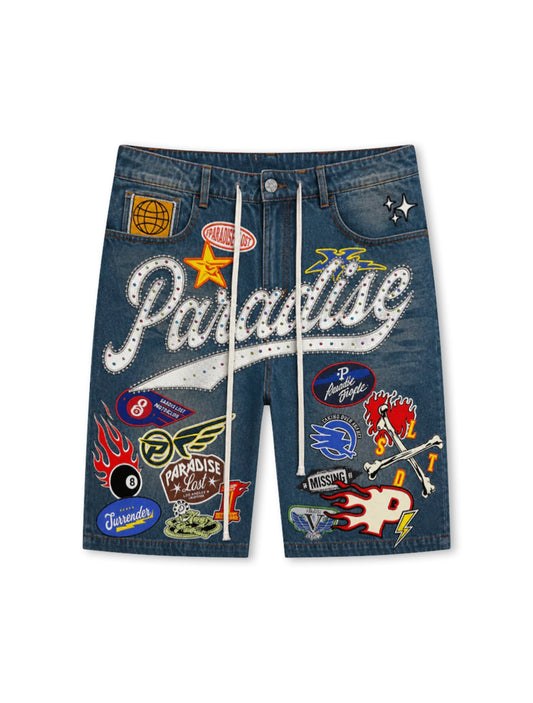 Paradise Lost Paradise Patchwork Shorts - Blue