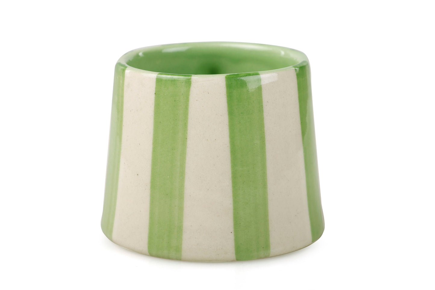 Ceramic Green Stripe  Coffee cup - 3.5 x 2.5 Inches ( Set of 4 )