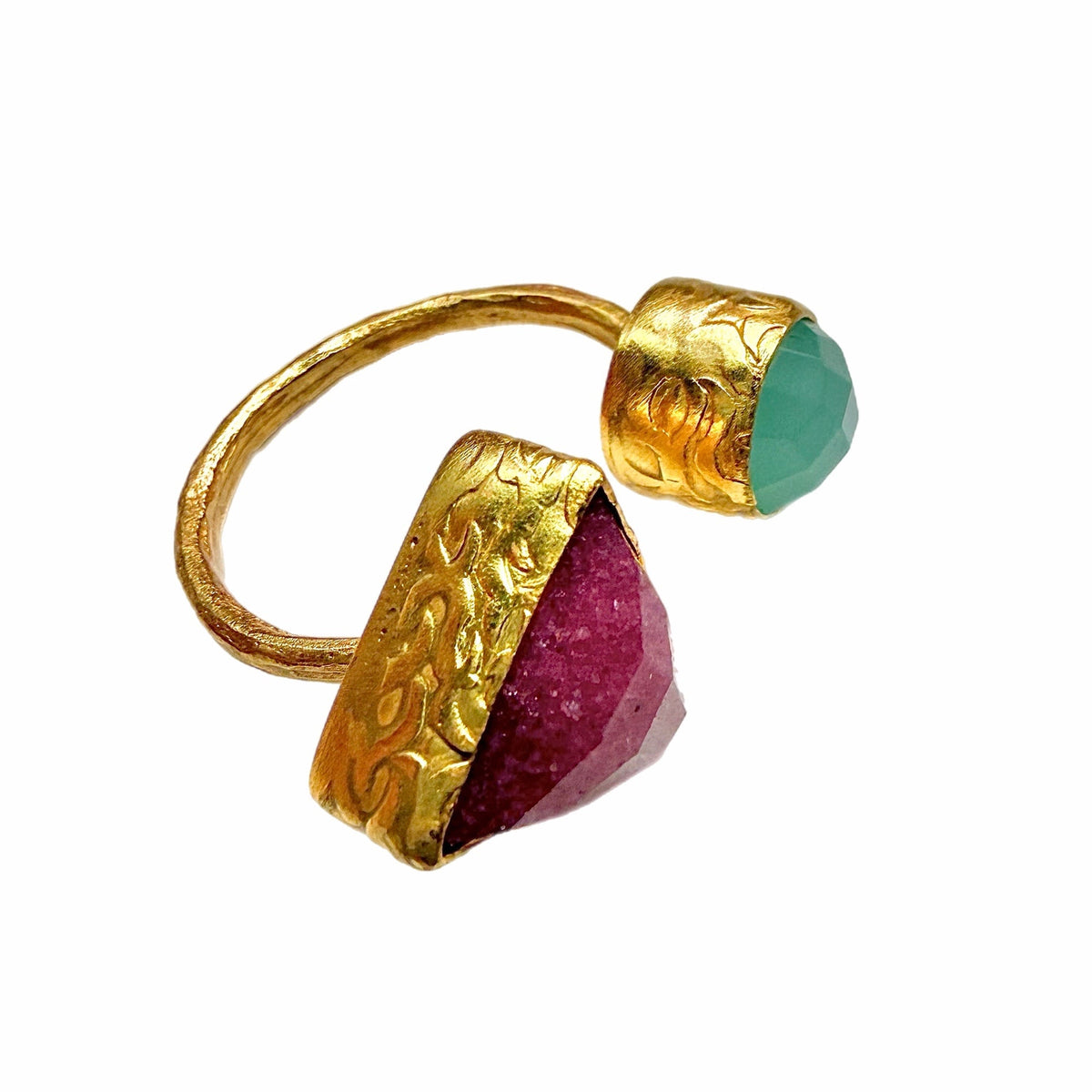 Sahaar Ruby and Aqua Chalcedony Ring