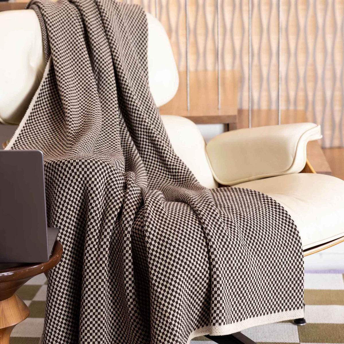 Checkerboard - Cotton Sustainable Knit Geometric Throw Blanket