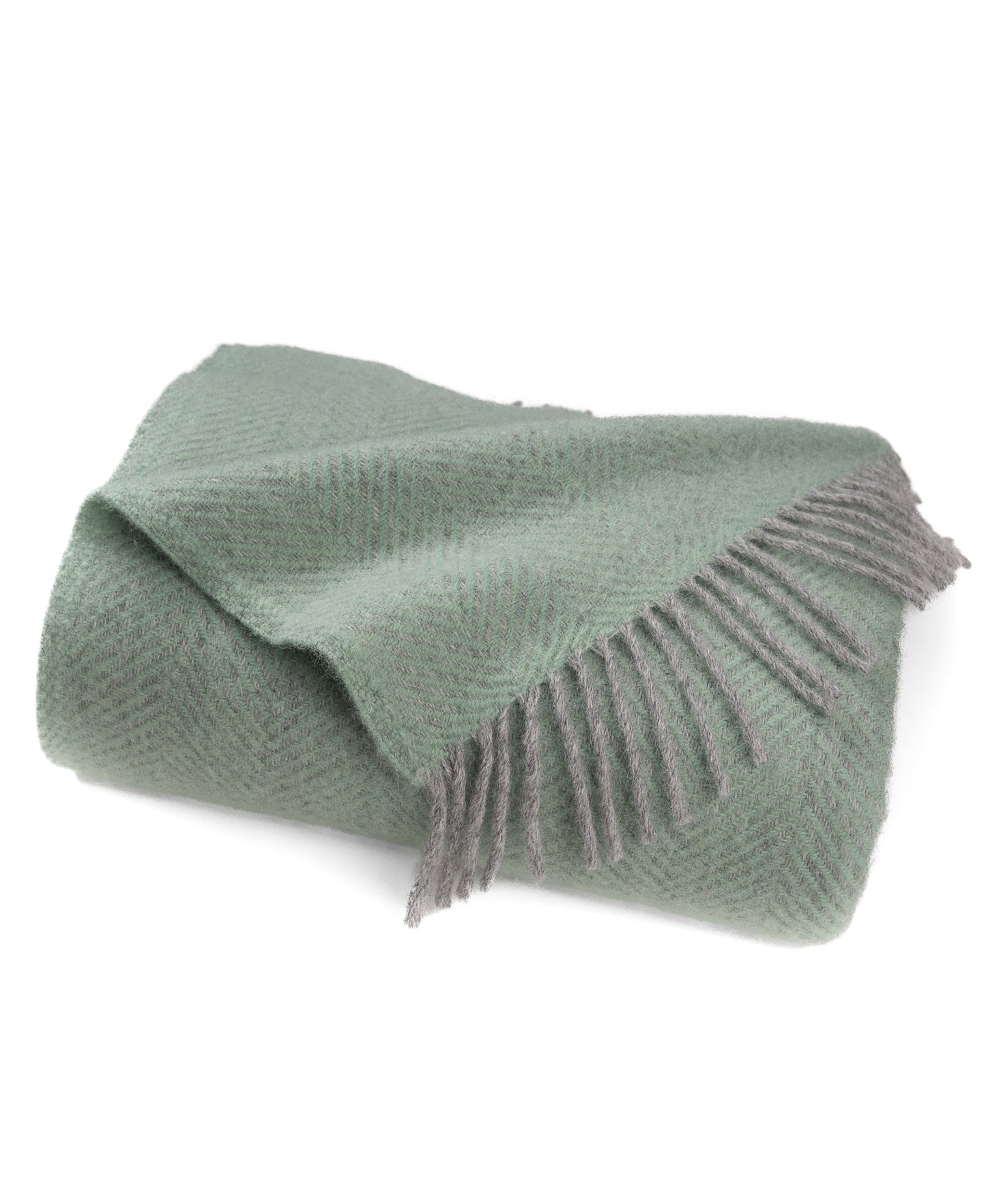 Highland Tweeds Herringbone  Pure New Wool Throw ~ Basil ~