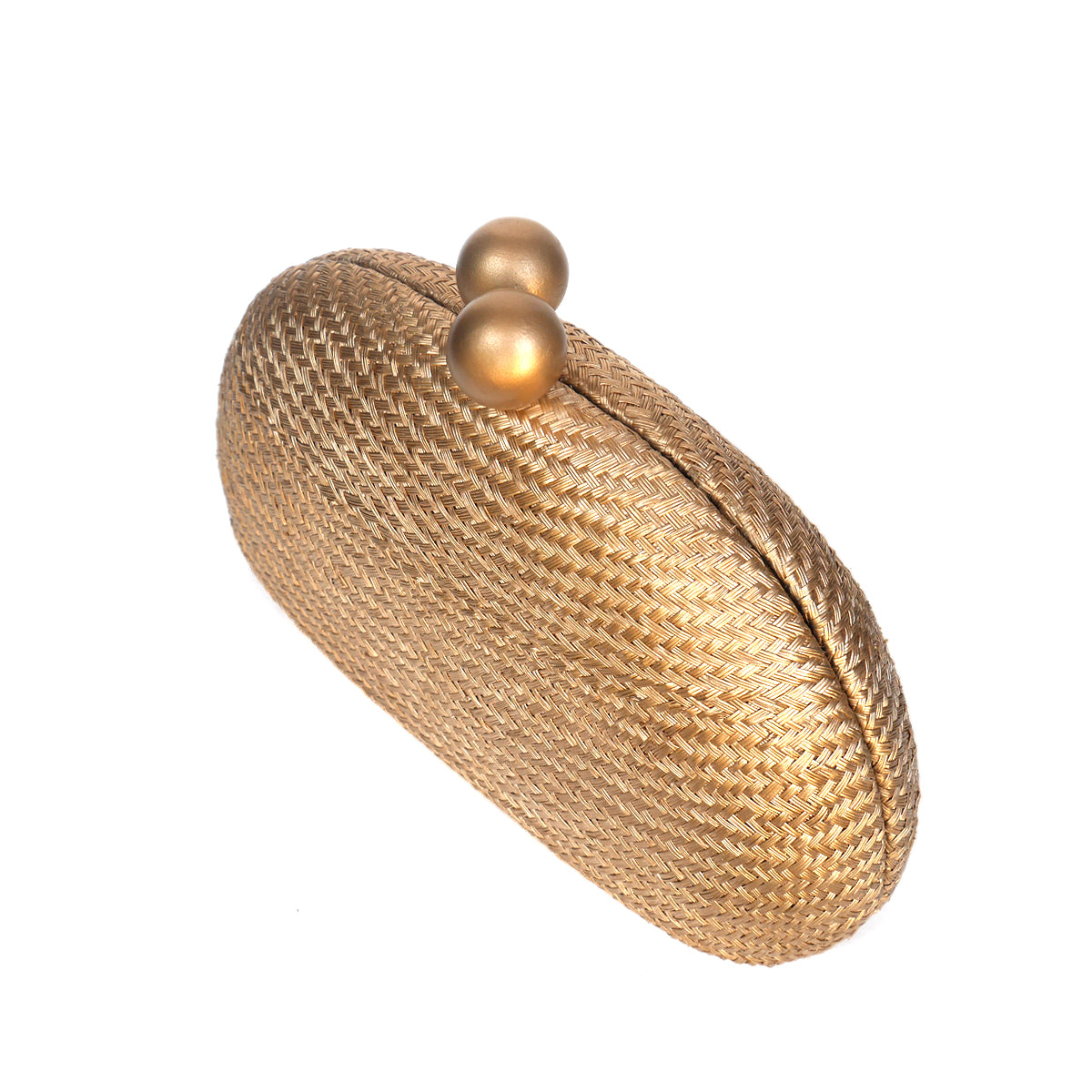 THE HELENA — Gold Woven Straw Clutch with Gold Ball Clasp (Copy)