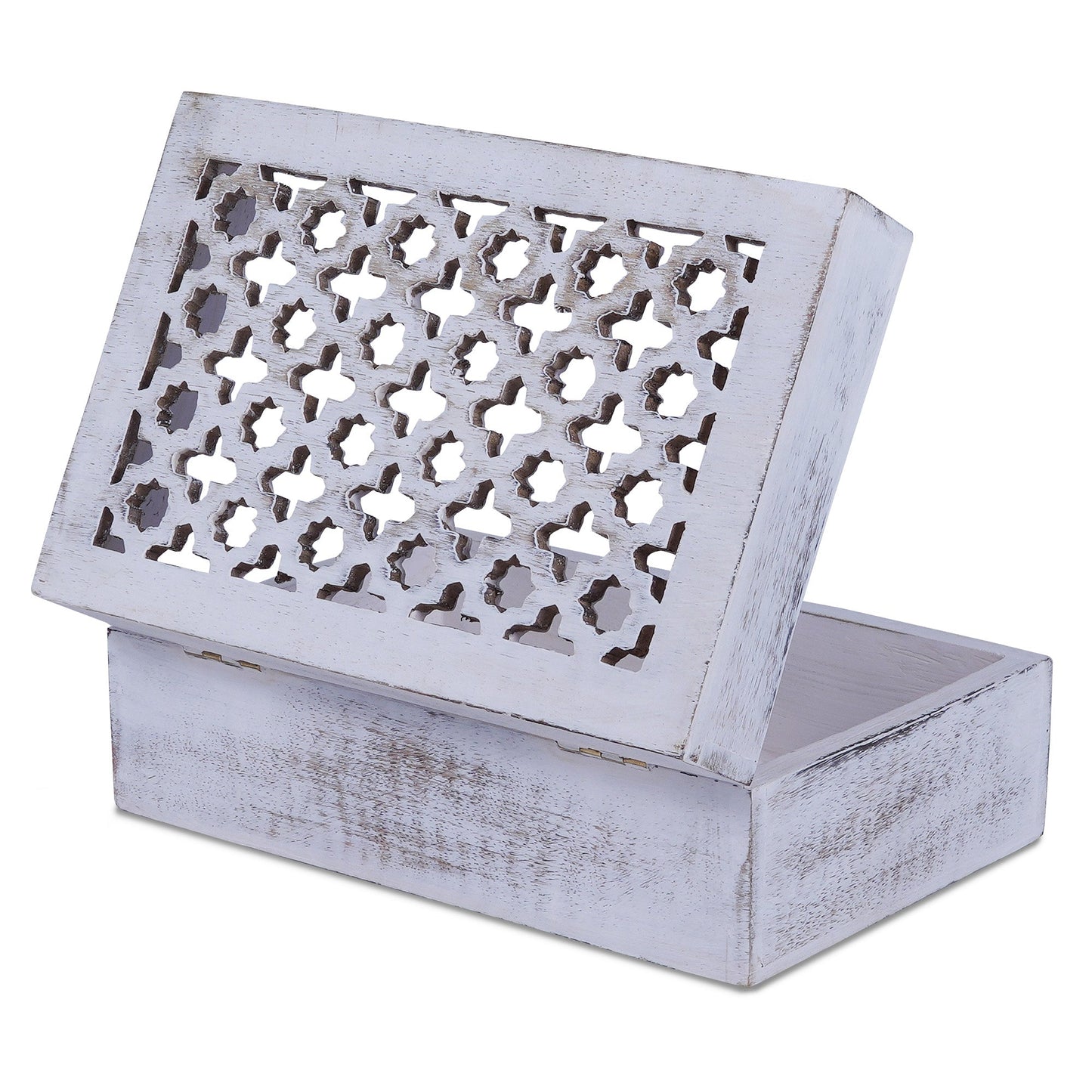 Trellis Wooden Handmade Boxes in Distressed White