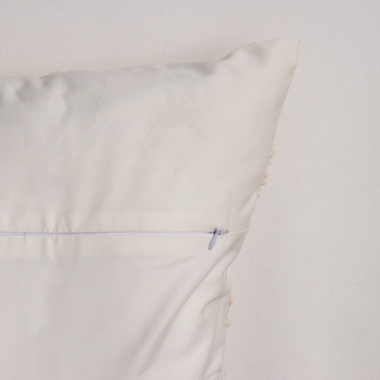 Pillow / Cushion Cover, Handwoven Ikat in Silk & Cotton, Natural Cream, Neutral, White