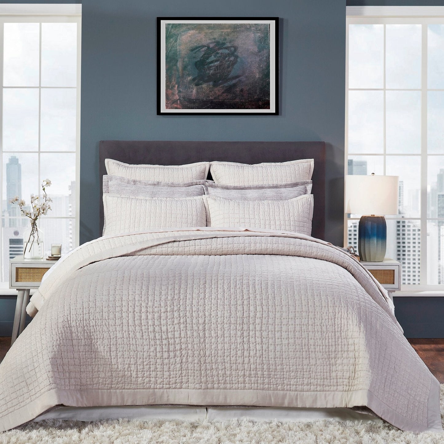 Malibu Square Quilted Silk Coverlet