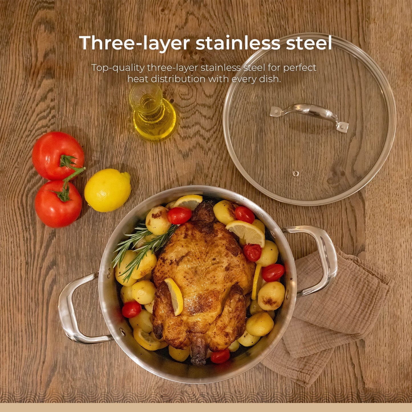 BE | LIVING CIRCLAD Series Casserole with Lid 5 qt / 8.5"/ 24 cm