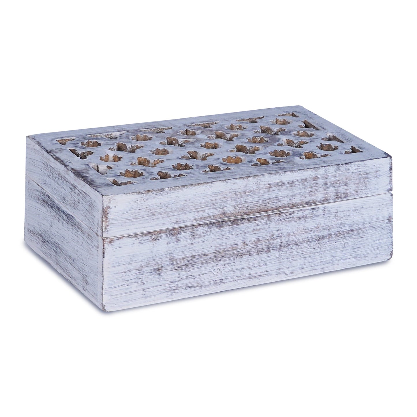 Trellis Wooden Handmade Boxes in Distressed White