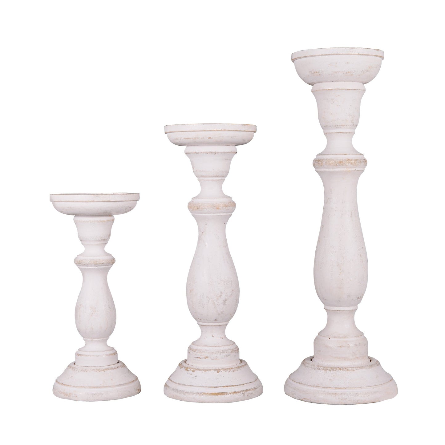 Tuli Pillar Candleholder Large Set - Shabby Chic