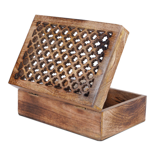 Medium Brown Trellis Decorative Wooden Handmade Boxes