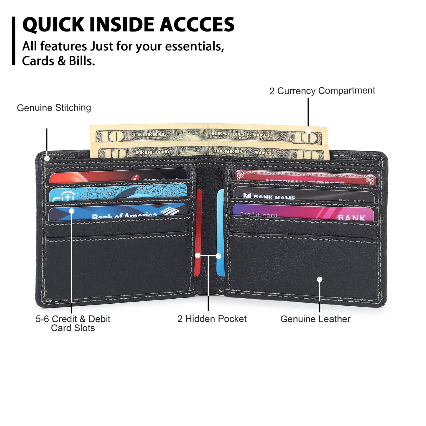 Black Textured Leather Mens Wallet - Osadia Concept Store