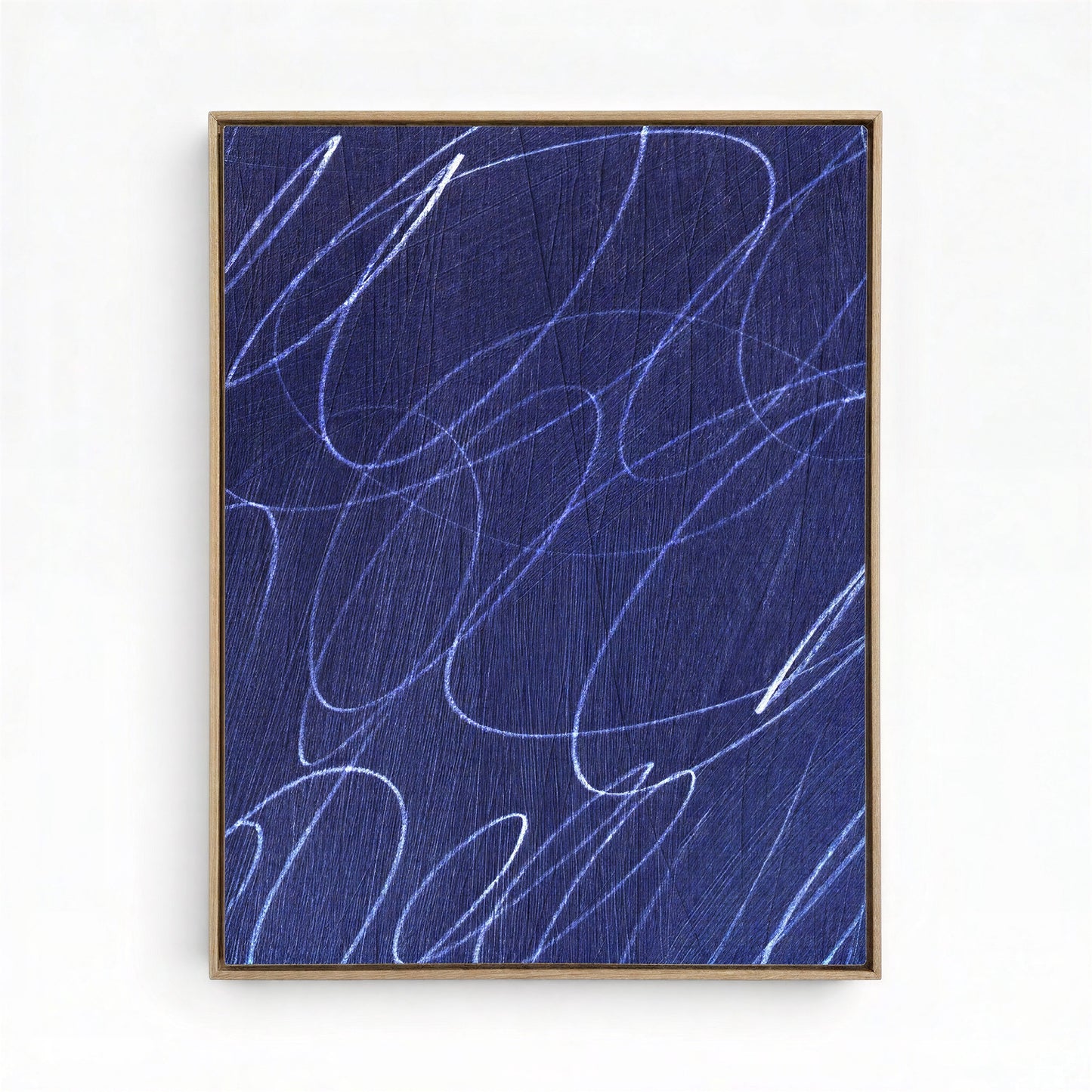 Gestural Marks in Deep Ocean Framed Wall Art