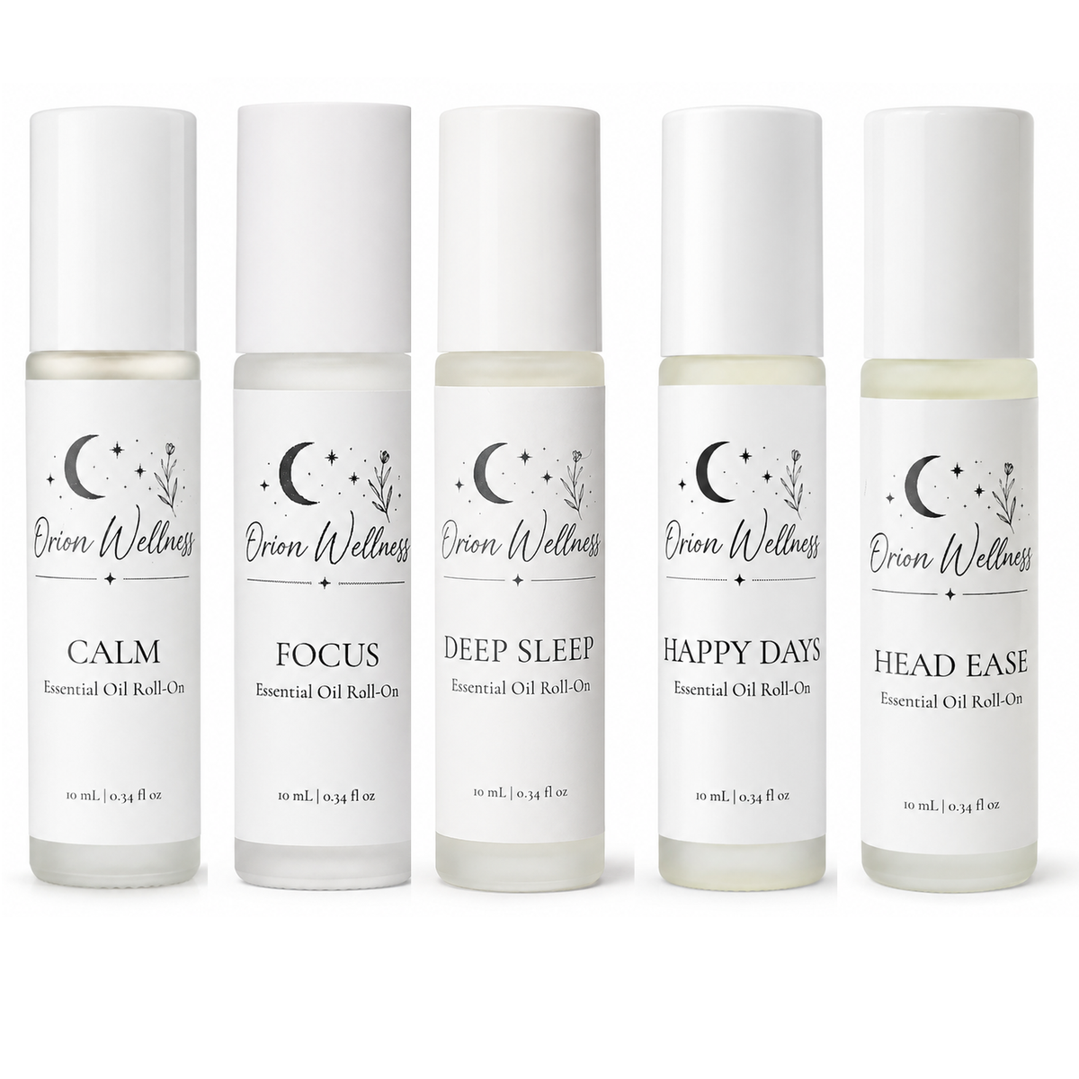 Orion Wellness Essential Oil Roll-On Collection | Five-Piece Set
