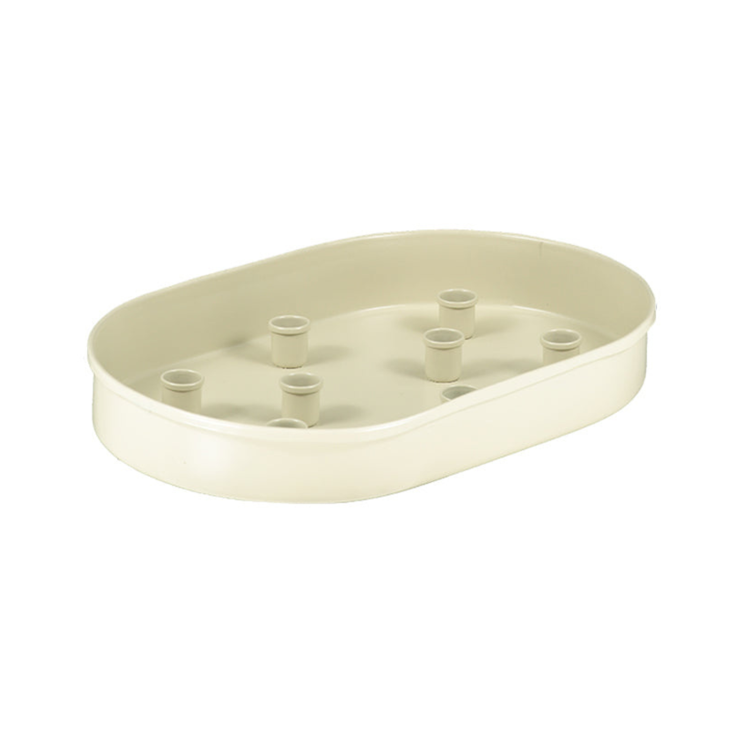 Oval Metal Candle Platter - Stone White