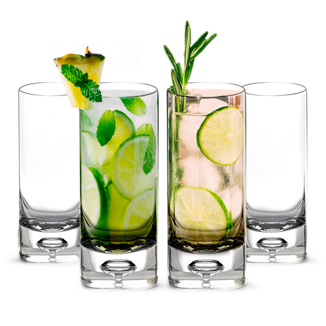 Crystal Bubble Base Collins Glass Highball Tumbler  - 12oz