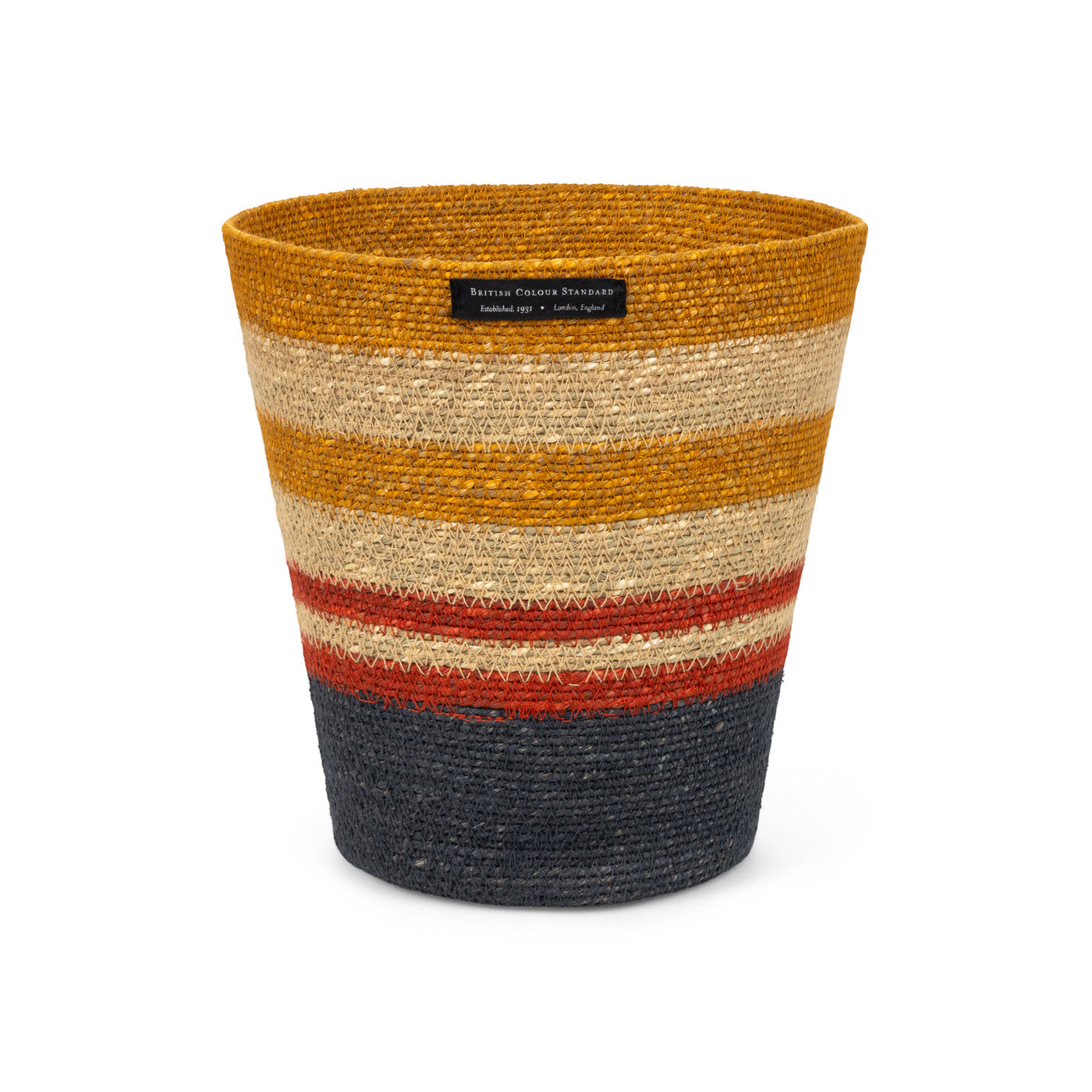 Striped Seagrass Waste Paper Basket in Tuscan / Guardsman Red
