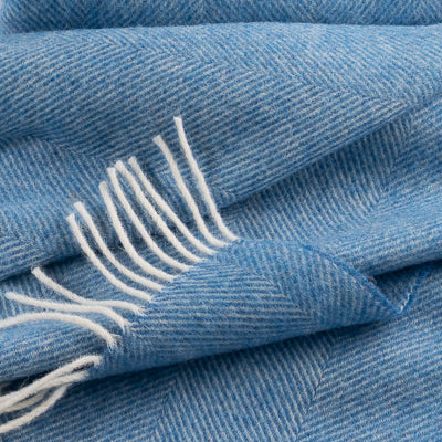 Southampton Home Shetland Lambswool Herringbone Throw – Ocean Blue | Woven in England