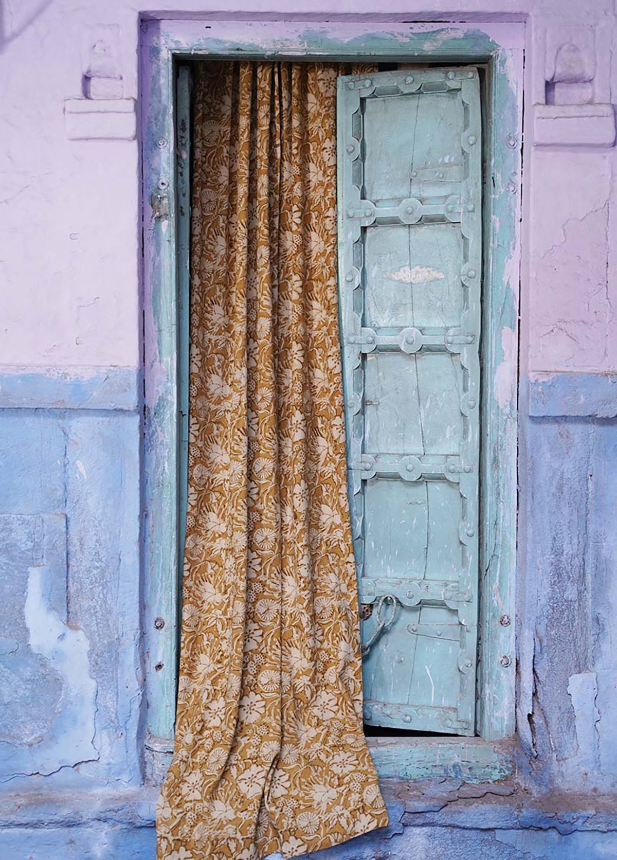 Block Print Curtain, Naturally Dyed Window Panel - Hope Floral 84"