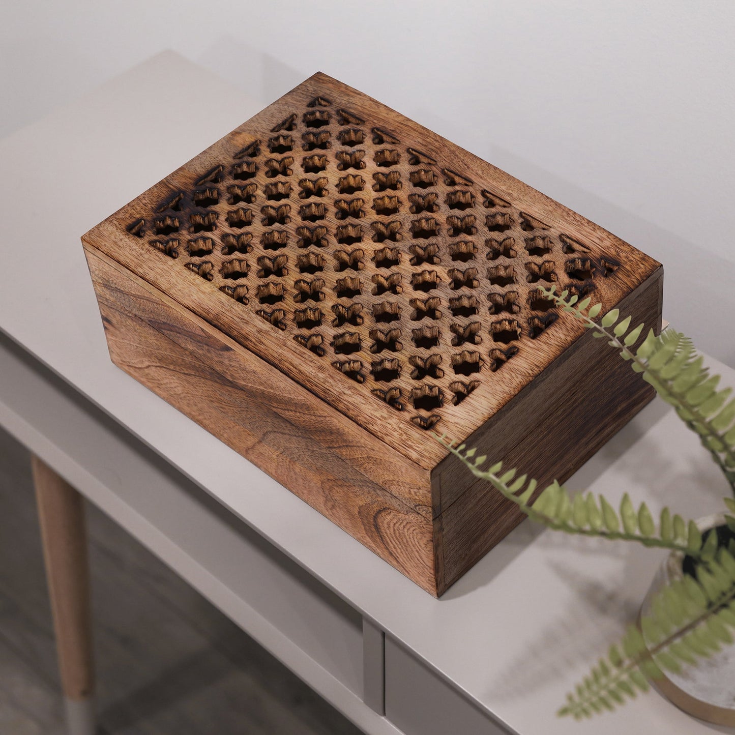 Medium Brown Trellis Decorative Wooden Handmade Boxes