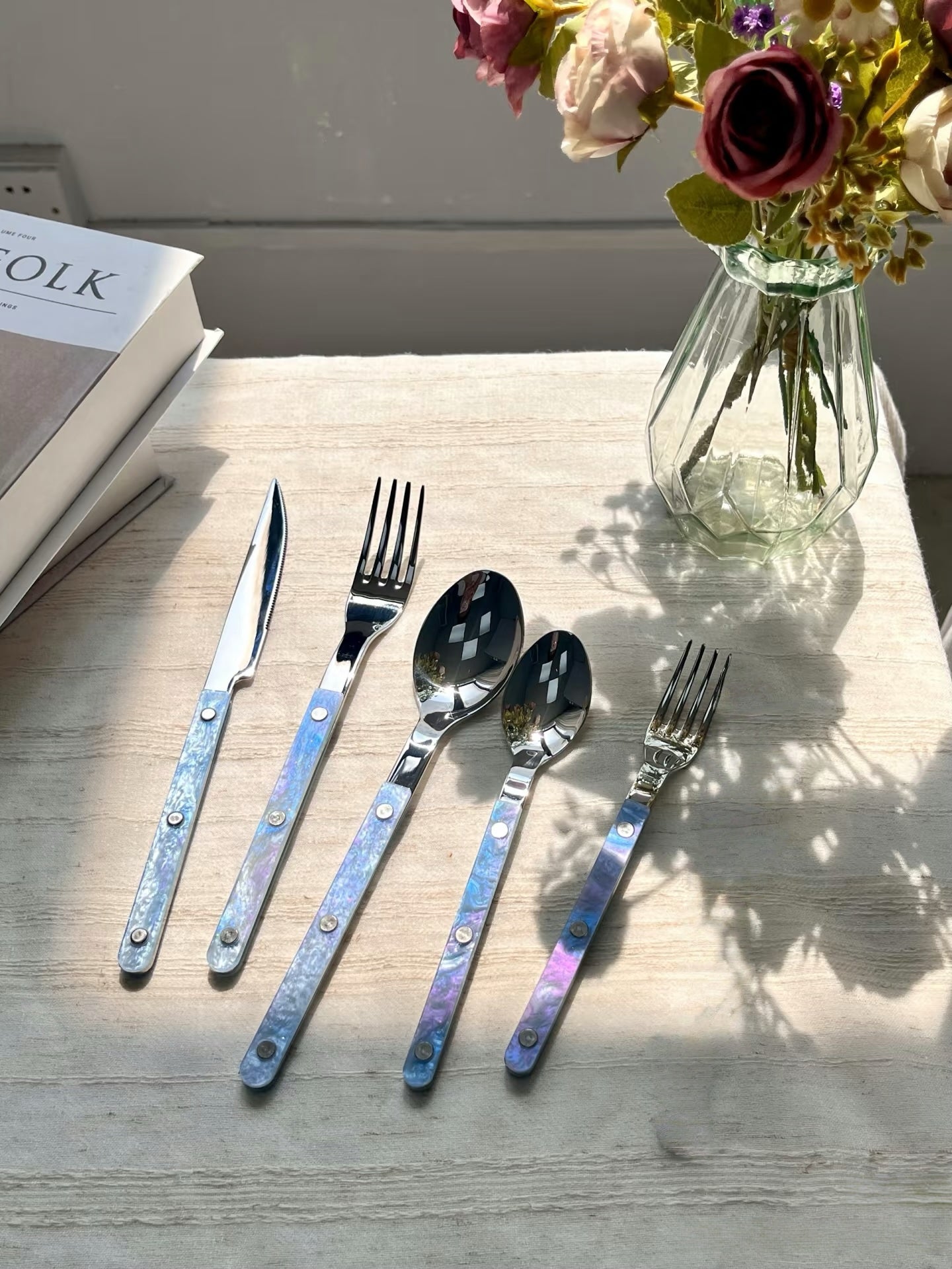S/10 Modern Nebula Cutlery, Bistrot Style Rivet Flatware Set