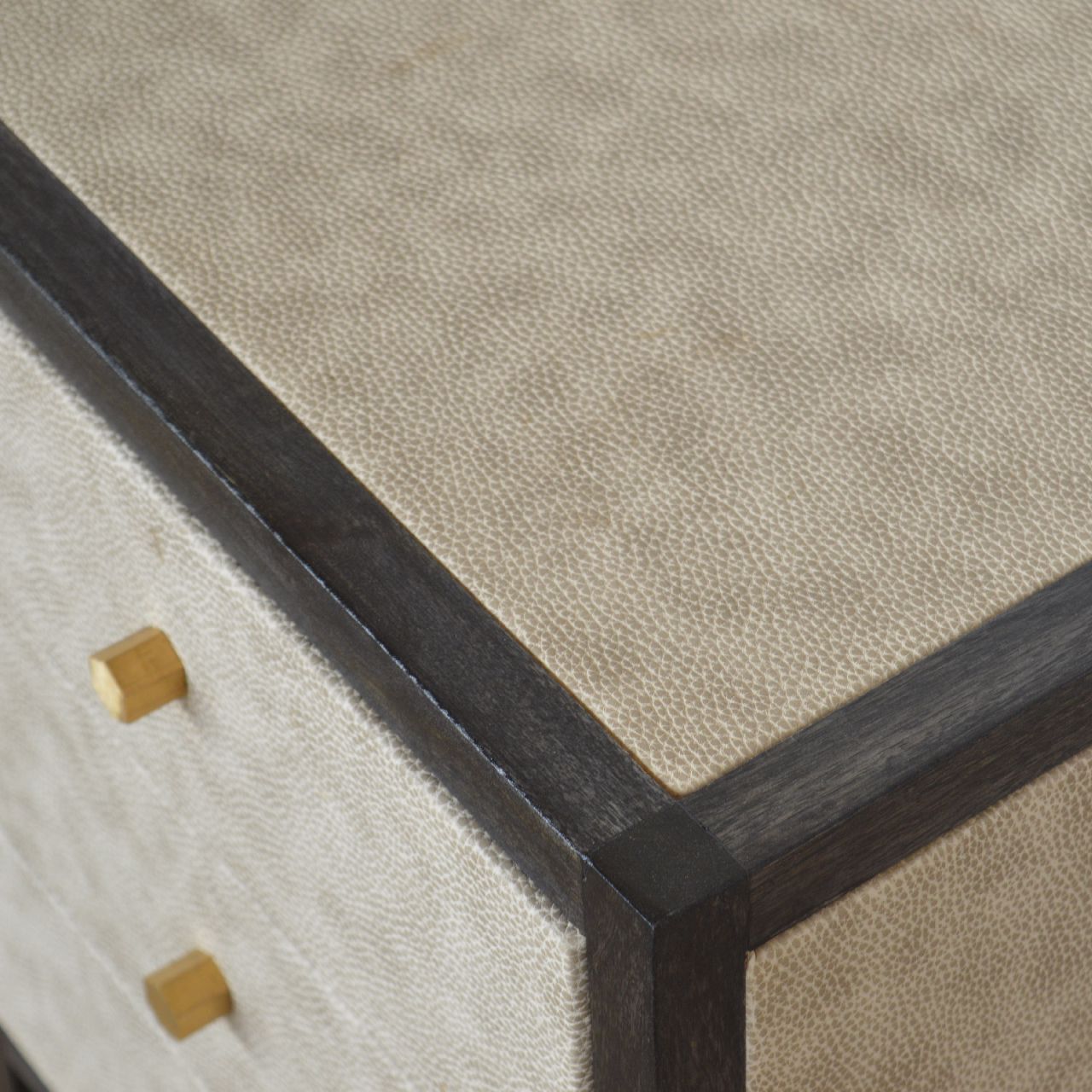 Solid Wood Faux Leather Nightstand