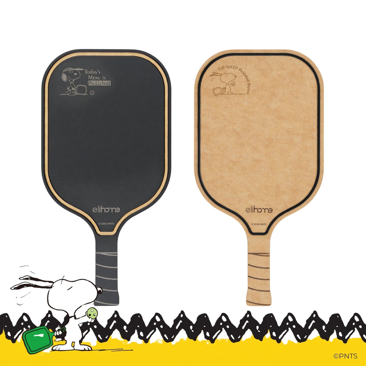 Elihome x Peanuts Pickleball Charcuterie Cutting Board -"Eat Sleep Pickleball Repeat"