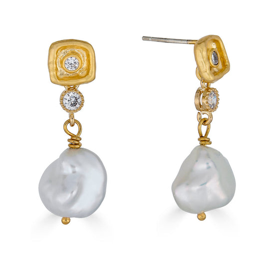 Keshi Pearl & Crystal Drop Earring