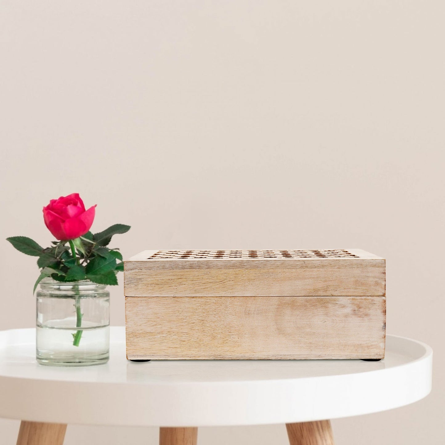 Trellis Wooden Handmade Boxes in Whitewash (Large)