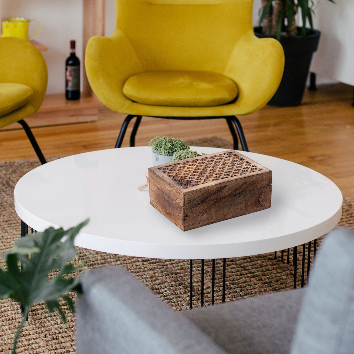 Medium Brown Trellis Decorative Wooden Handmade Boxes