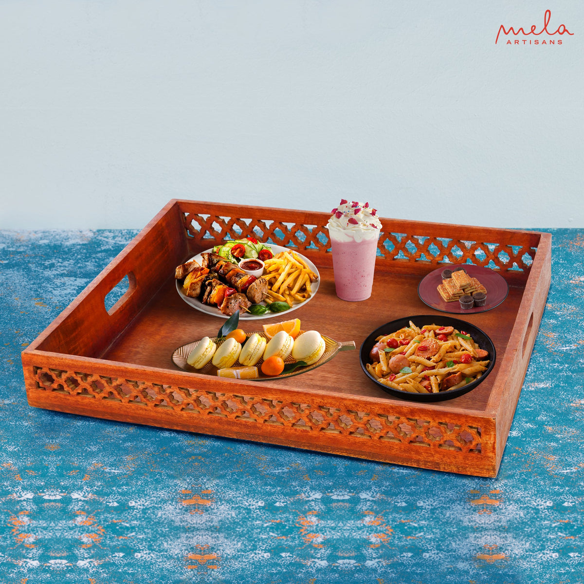 Trellis Rustic Ottoman Trays