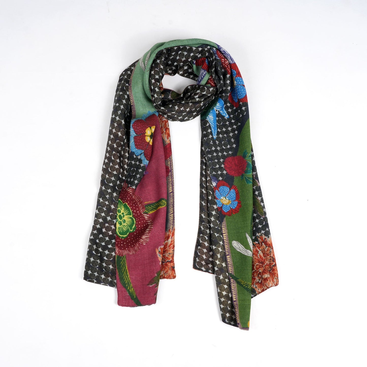 Reversible Garden Patchwork Scarf – Rustic Indigo