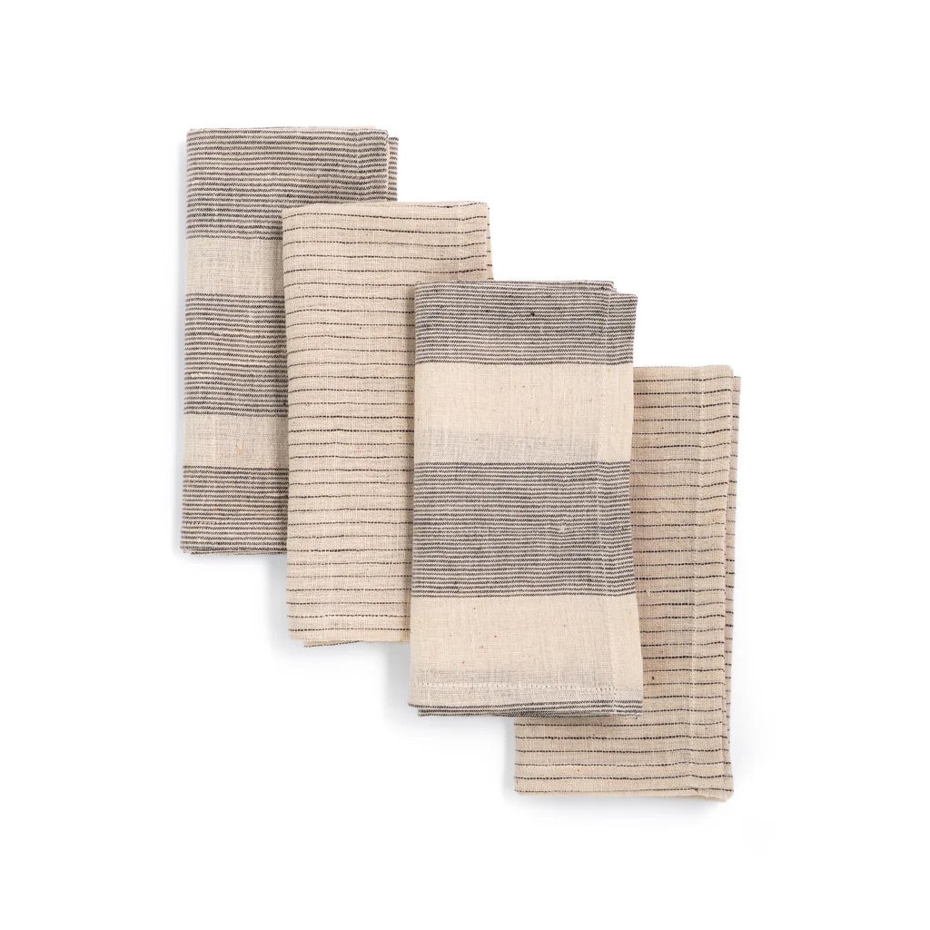 JOURNEY Handwoven Organic Cotton Napkins – Set of 4. Cotton – Fair Trade – Artisan Made