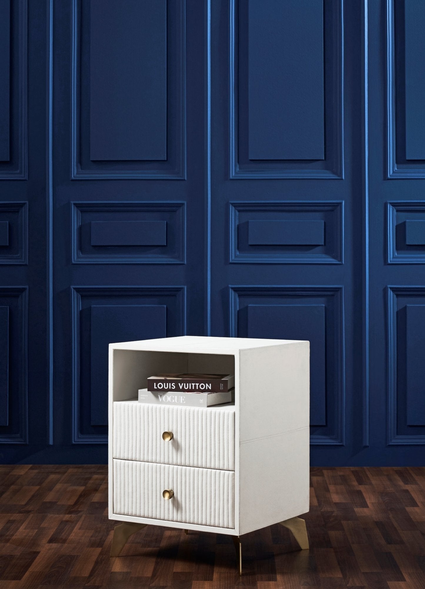 Stanford Two Drawer Leather Side Table