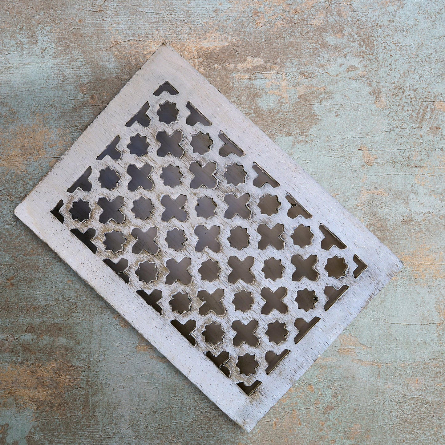 Trellis Wooden Handmade Boxes in Distressed White