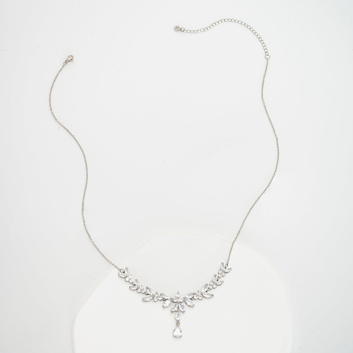 Platinum Chandelier Zircon Necklace