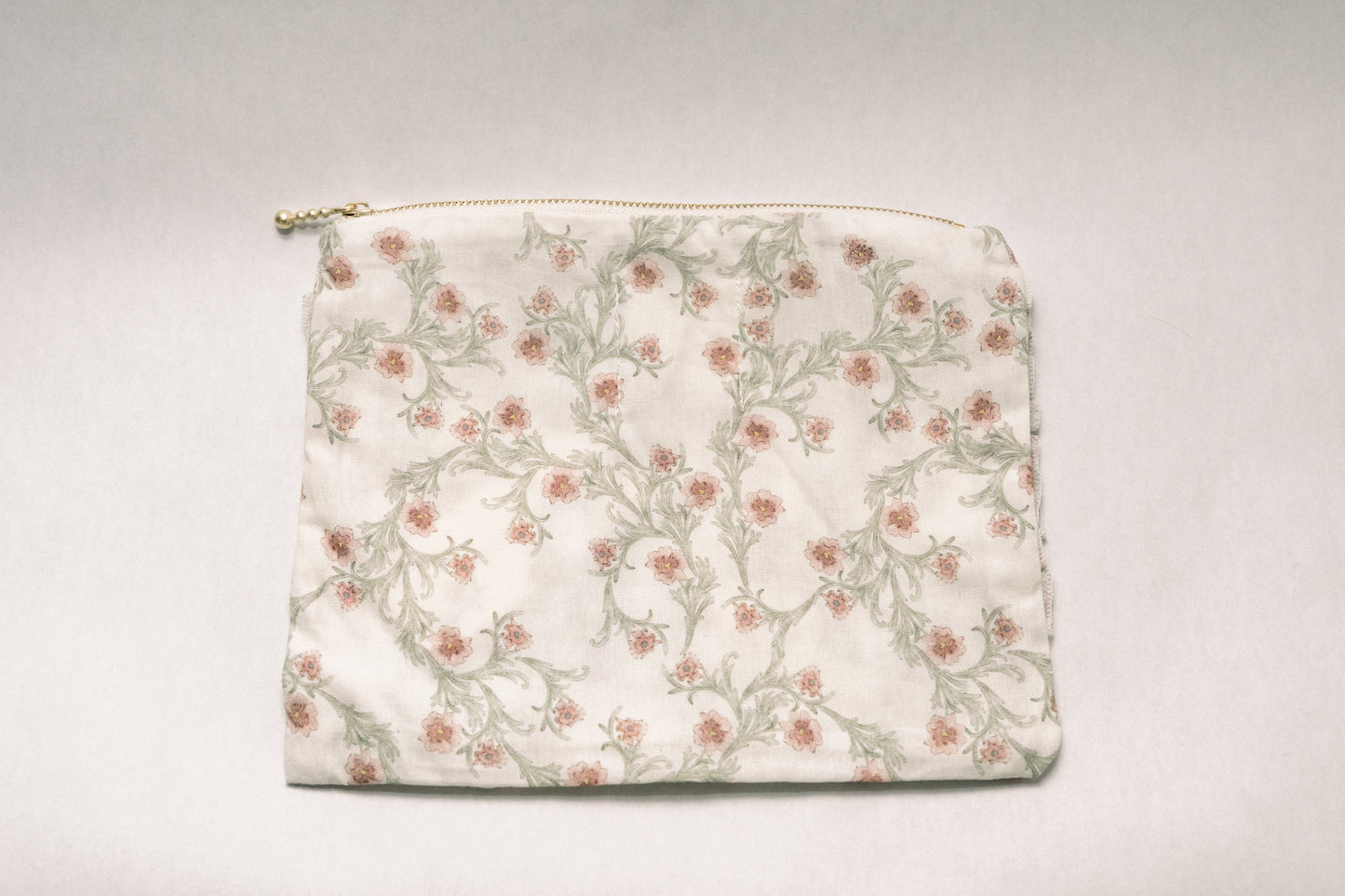 Lilac Vine Scroll |Timeless Floral Ruffle Zipper Pouch