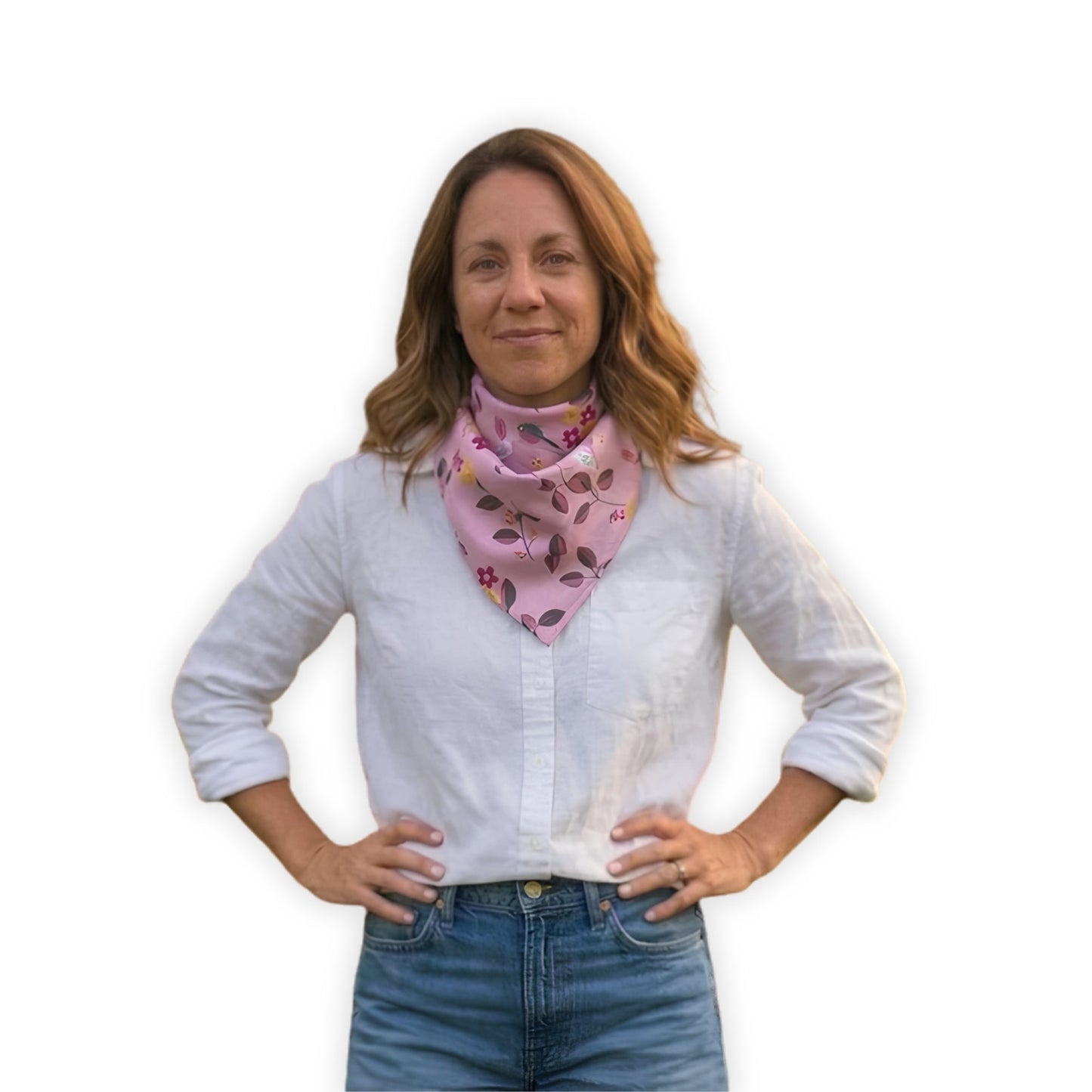 Bandana Scarf - Birdie on a Vine Blush Square