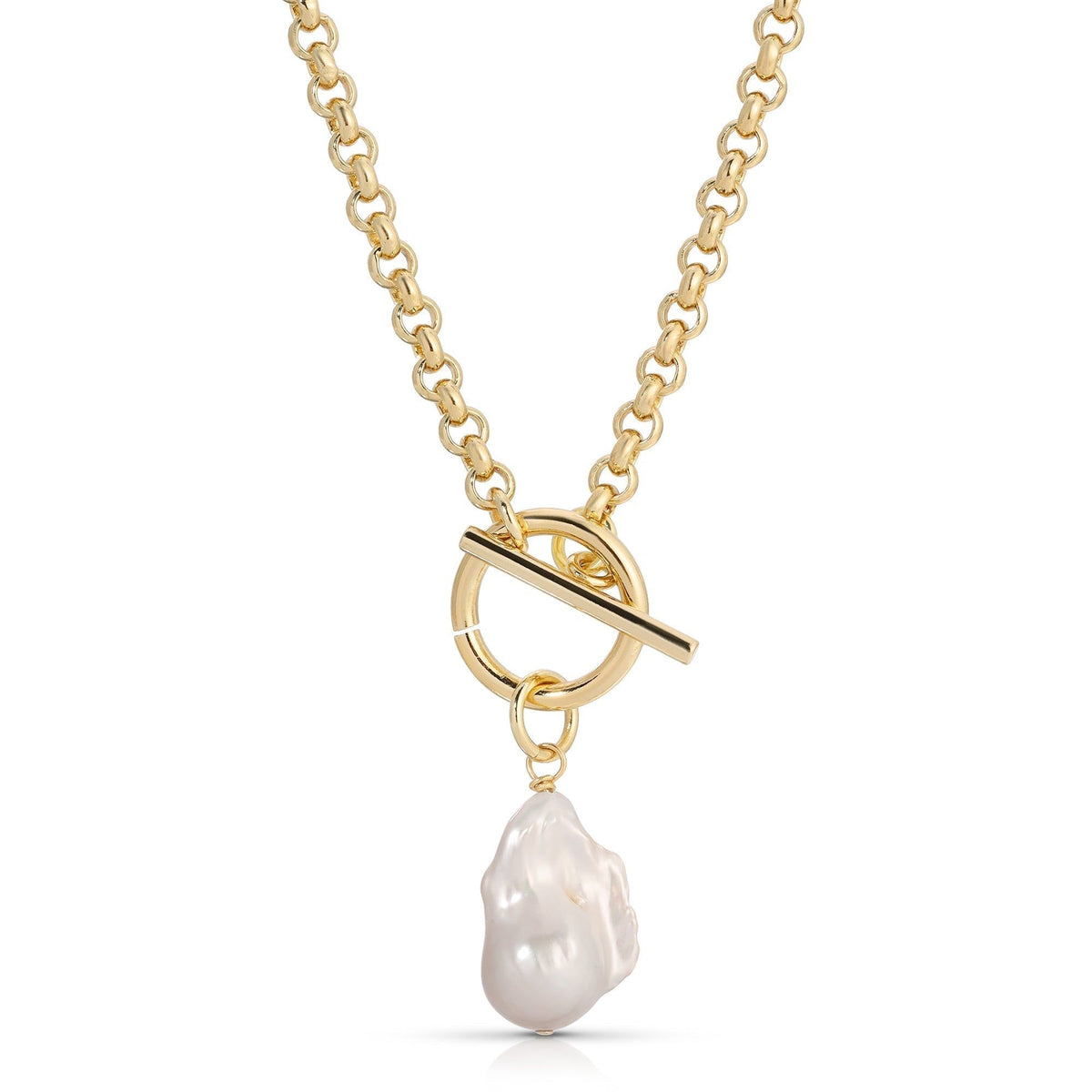 Micro Royal Toggle & Xl Baroque Pearl Pendant Necklace
