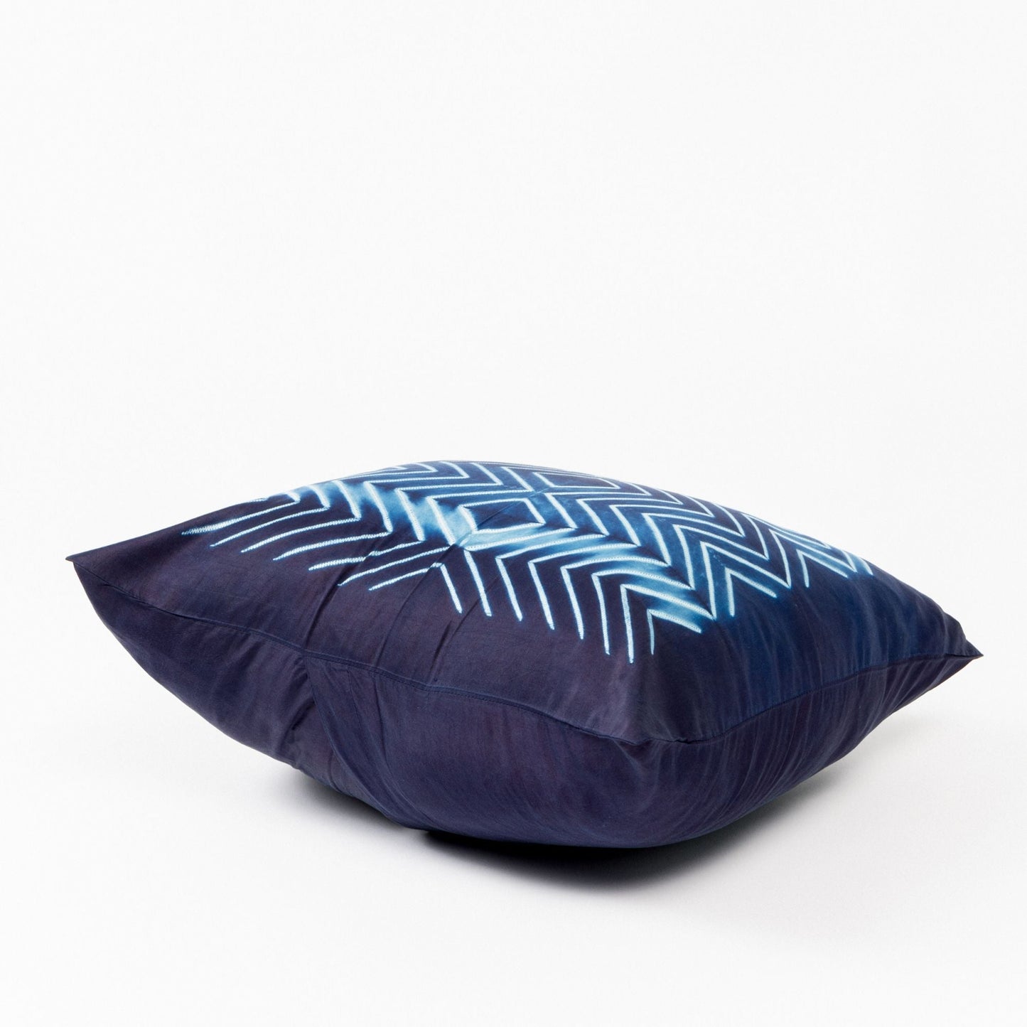 Naami Indigo Geometric Shibori Print Silk Pillow