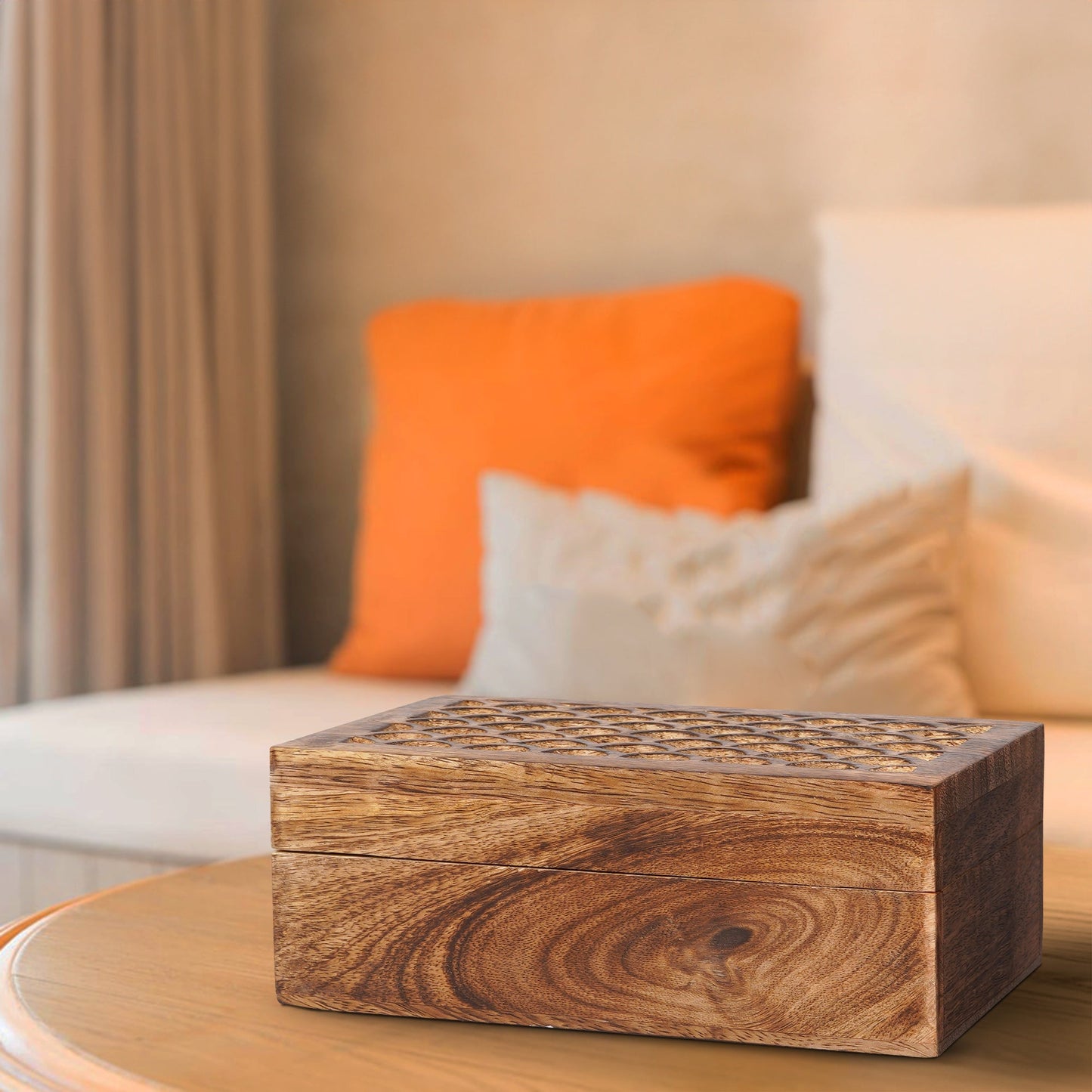 Carved Scallop Boxes in Medium Burnt