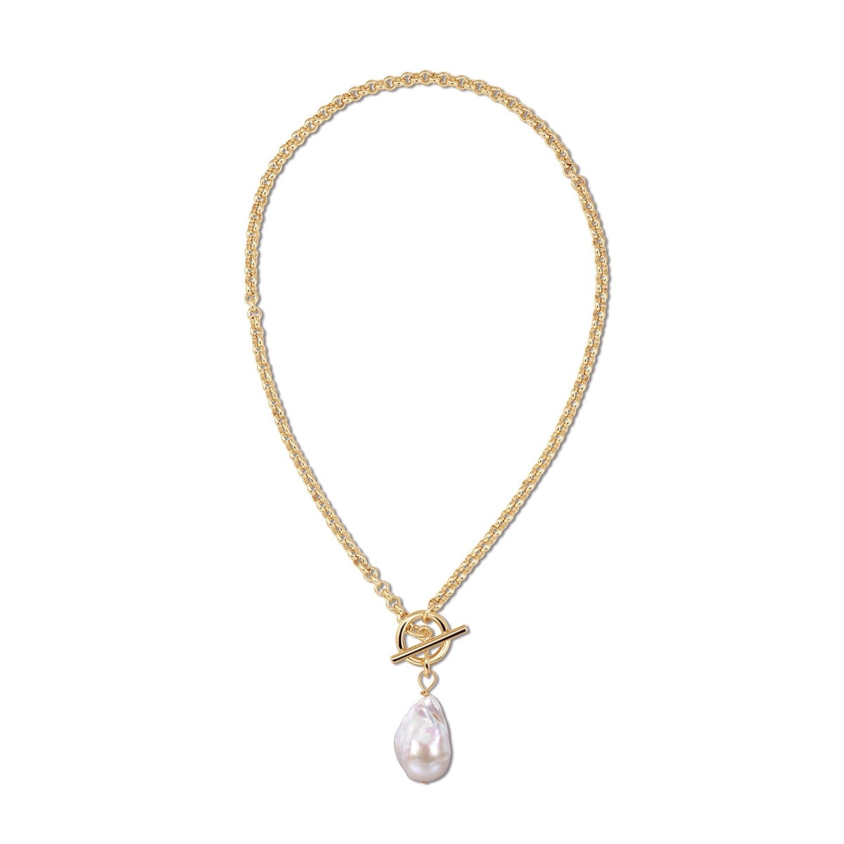 Micro Royal Toggle & Xl Baroque Pearl Pendant Necklace