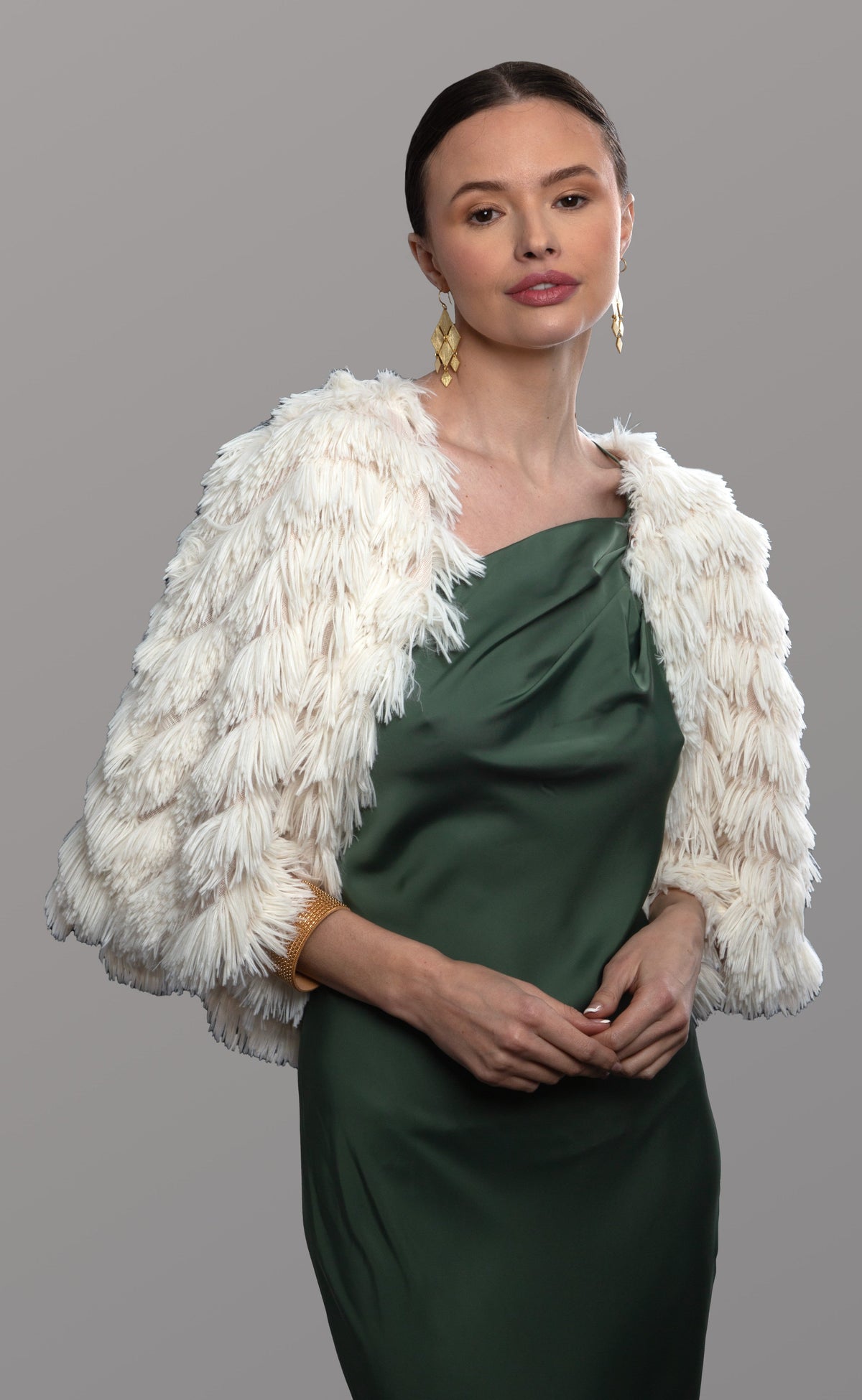 Faux Fur Tasseled Capelet