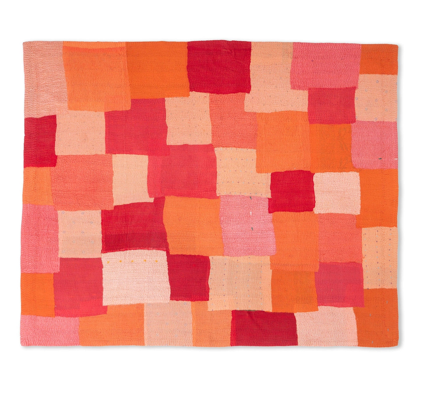 Mosaic Fray Patch Vintage Kantha Throw - Carrots